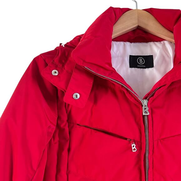 Bogner Goose Down Puffer Hooded Ski Jacket Red - Picture 2 of 11